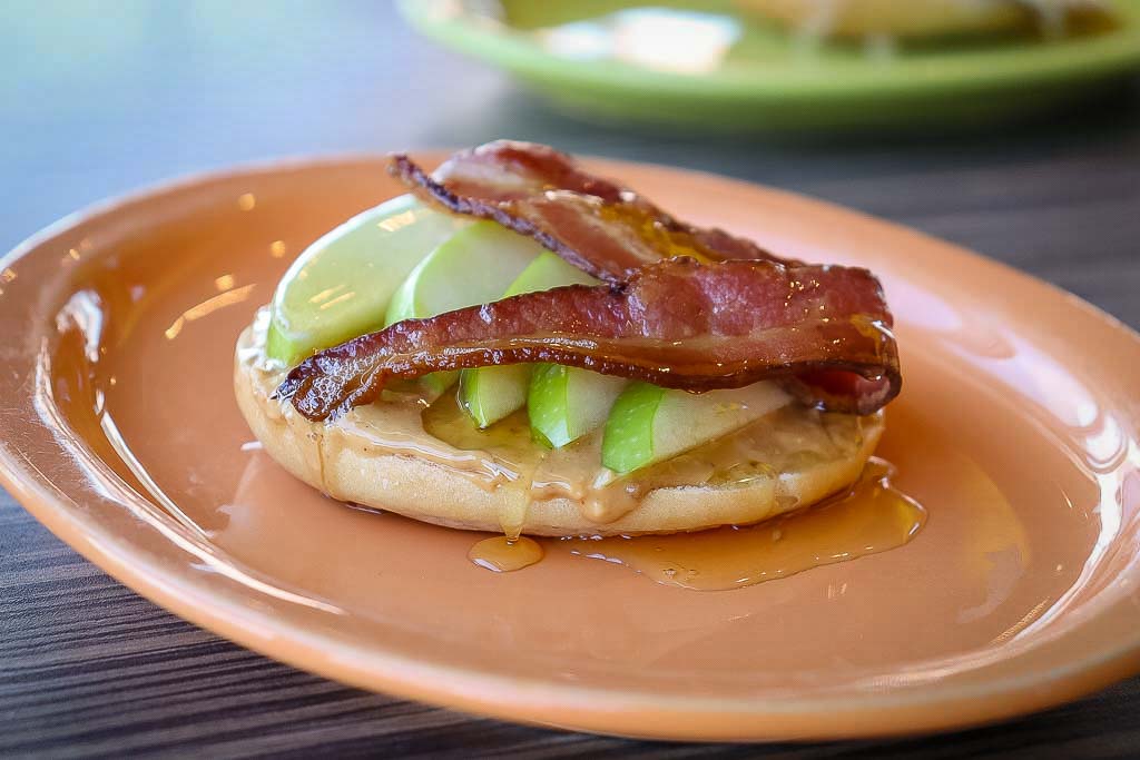 Bialy Fix - Peanut Butter, Bacon, Granny Smith apple and honey drizzle